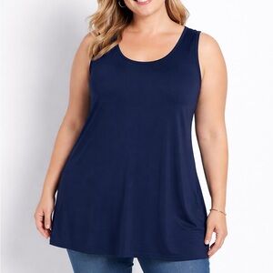CLARA SUNWOO Navy Sleeveless Tank Top Tunic Liquid Knit XL